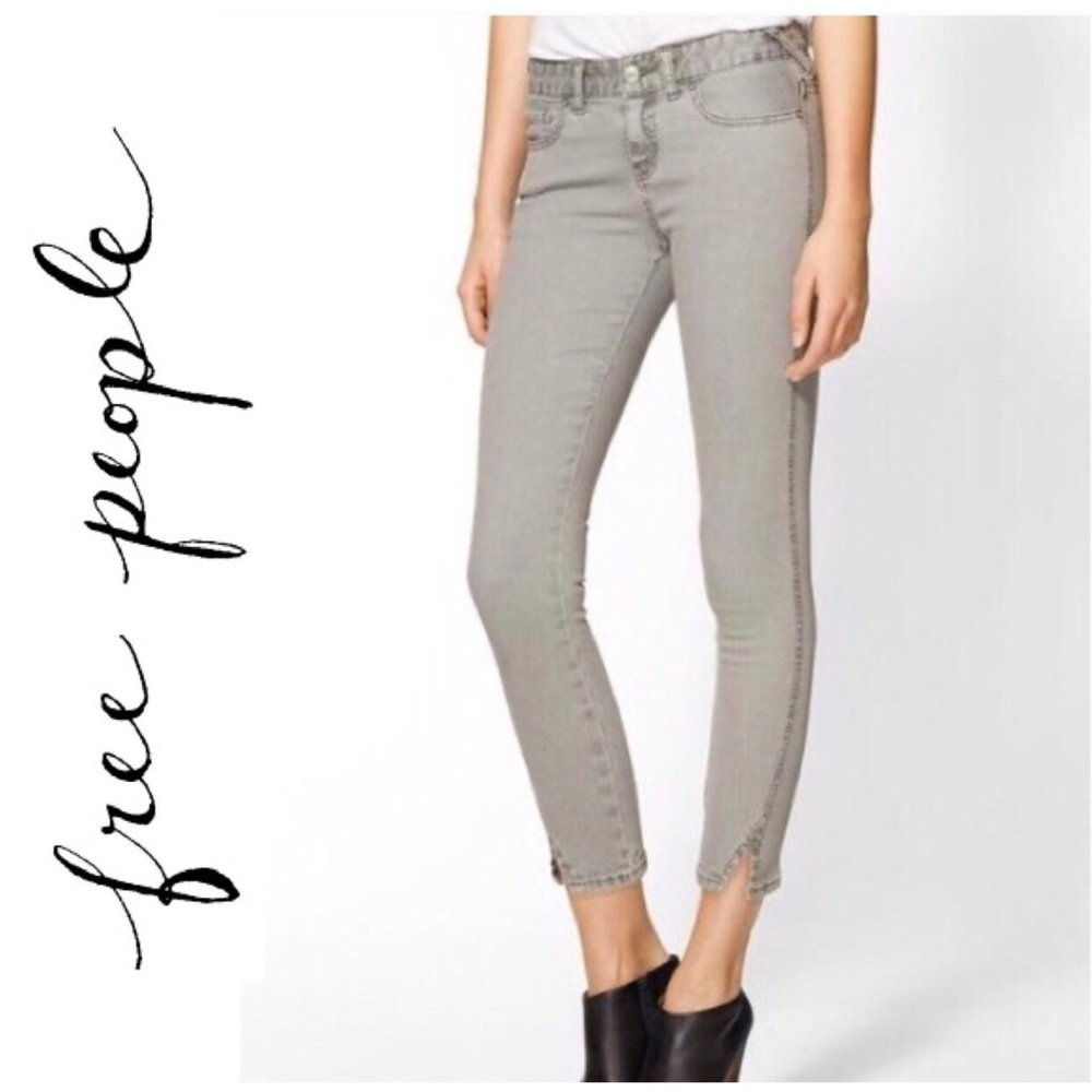 Free People Herringbone Crop Skinny Jeans